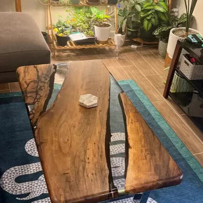 Modern Handmade Clear Epoxy Resin Table - Unique Coffee & Dining Table for Home